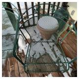 Green Wrought Iron Patio Table with 6 Chairs