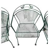 Green Wrought Iron Patio Table with 6 Chairs