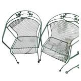 Green Wrought Iron Patio Table with 6 Chairs