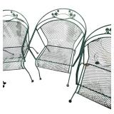 Green Wrought Iron Patio Table with 6 Chairs