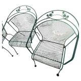 Green Wrought Iron Patio Table with 6 Chairs