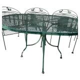 Green Wrought Iron Patio Table with 6 Chairs