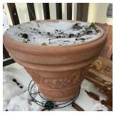 Large Terracotta Outdoor Planter with Floral Relief Design
