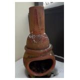 Outdoor Clay Chiminea with Fern Leaf Motif