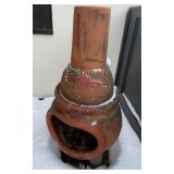 Outdoor Clay Chiminea with Fern Leaf Motif