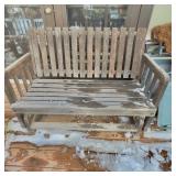 Outdoor Wooden Patio Glider Bench with Slat Back