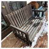 Outdoor Wooden Patio Glider Bench with Slat Back