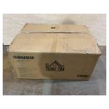 HOMCOM 32" Electric Fireplace with Mantel, Freestanding Heater with LED Log Flame, Shelf and Remote Control, 1400W, Brown