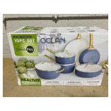 GreenPan Hard Anodized Healthy Ceramic Nonstick 10 Piece Cookware Pots and Pans Set, Gold-Tone Stainless Steel Handles, PFAS & PFOA-Free, Dishwasher Safe, Oven & Broiler Safe, Twilight Blue