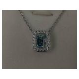 Swarovski Una necklace Octagon cut, Blue, Rhodium plated