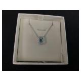 Swarovski Una necklace Octagon cut, Blue, Rhodium plated