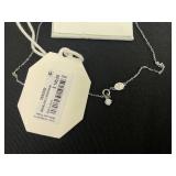 Swarovski Una necklace Octagon cut, Blue, Rhodium plated