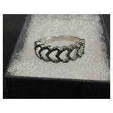 MCYS Sterling Silver & Black Spinel Hart Half Eternity Ring Size 6