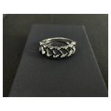 MCYS Sterling Silver & Black Spinel Hart Half Eternity Ring Size 6