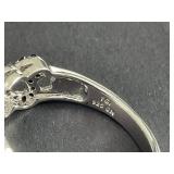 MCYS Sterling Silver & Black Spinel Hart Half Eternity Ring Size 6