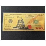 24K Gold Foil $100 Dollar Note "Don