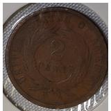 1865 2-Cent Good (G) Coin