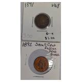 1891 & 1892  Indian Head Small Cents
