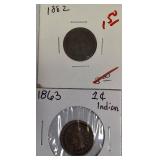 1882 & 1863 Indian Head Small Cent