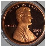 2008-S Lincoln Proof, 2009-D Lincoln Cent, 2010-S Lincoln Cent Proof, and 2011-S Lincoln Cent Proof.