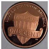 2018-S Lincoln Cent Proof, two 2019-S Lincoln Cent Proofs, and 2022-S Shield Reverse Lincoln Cent Proof.