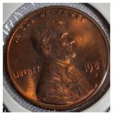 1982-D UNC Copper Large Date, 1960-D UNC Large Date, 1960-D MS-64, and a Small Date Lincoln cent