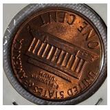 1982-D UNC Copper Large Date, 1960-D UNC Large Date, 1960-D MS-64, and a Small Date Lincoln cent