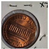 1982-D UNC Copper Large Date, 1960-D UNC Large Date, 1960-D MS-64, and a Small Date Lincoln cent
