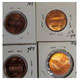 1982 UNC Small Copper Dated Lincoln Cent Proof, 1964, 1961, and 1963 Lincoln Cent Proofs