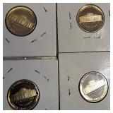 1992-S Jefferson Proof Nickel, 1993-S Proof Clad Nickel, 1994-S Proof Clad Nickel, and 1995-S Proof Clad Nickel.