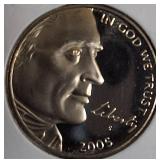 2005, 2008, 2009, and 2010- S- Jefferson nickel proof clad coins