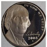 2005, 2008, 2009, and 2010- S- Jefferson nickel proof clad coins