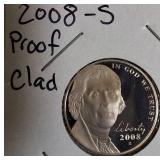 2005, 2008, 2009, and 2010- S- Jefferson nickel proof clad coins