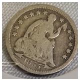 1855 Seated Liberty Half Dime, Type 3, with Arrows at the Date.
