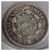 1855 Seated Liberty Half Dime, Type 3, with Arrows at the Date.