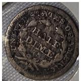 1855-O Seated Liberty Half Dime, Arrows, Variety 3