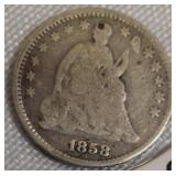 1858 Seated Liberty Half Dime