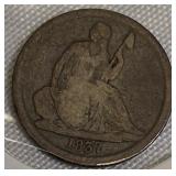 1837 Seated Liberty Dime, Type 1, No Stars.