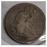 1837 Seated Liberty Dime, Type 1, No Stars.