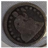 1856 Seated Liberty Dime, Type 2: Resumed Stars and Drapery.