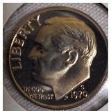 Roosevelt Clad Dime Proofs from the S Mint: 1969, 1970, 1972, and 1973.