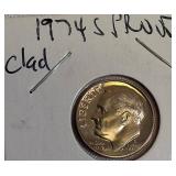 1974-1977 S Minted Proof Roosevelt Clad Dimes