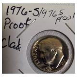 1974-1977 S Minted Proof Roosevelt Clad Dimes