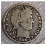 1916-D & 1900 Silver Barber Quarters