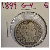Barber Quarters from 1899 and 1901, G-4 grade; Silver