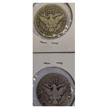 Barber Quarters from 1899 and 1901, G-4 grade; Silver