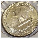 1964-D MS60 and 1964-D MS63 Silver Washington Quarters.