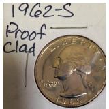 1962, 1968, 1970 - S Mint Clad Washington Proof Quarters and a 1971 Clad Washington Proof Quarter