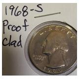 1962, 1968, 1970 - S Mint Clad Washington Proof Quarters and a 1971 Clad Washington Proof Quarter