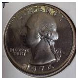 1972 Clad Washington Proof Quarters and 1973, 1974, 1977-S Clad Washington Proof Quarters.